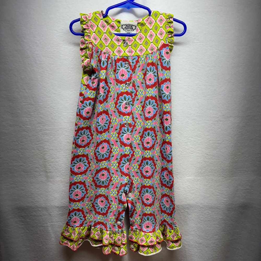Kids 24M Flit &‎ Flitter Romper Ruffle Floral Print Buttons Playwear